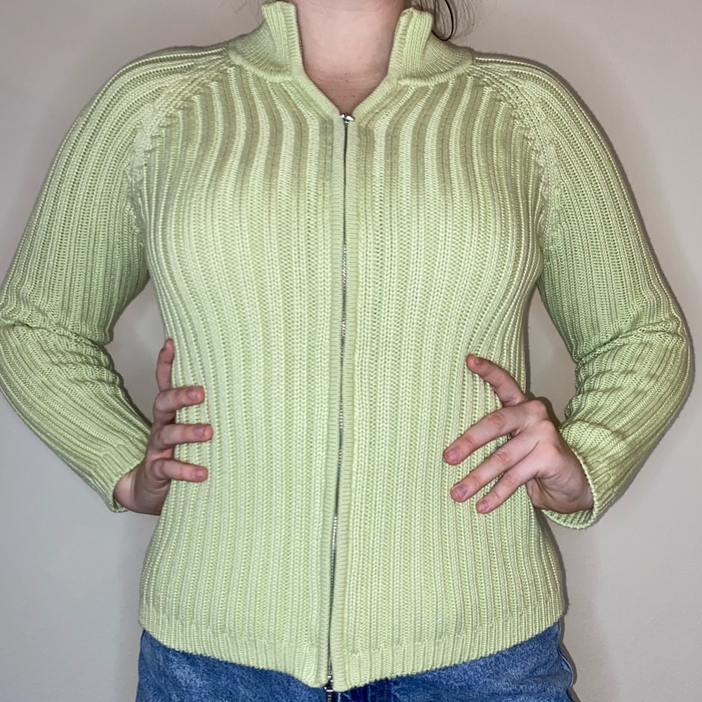 Talbots Light Green Ribbed Sweater - Picture 5 of 6